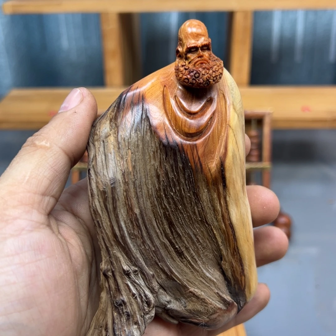笑***园木崖柏木摆件手把件