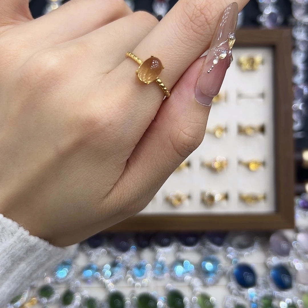 银S925镀金镶嵌黄晶戒指