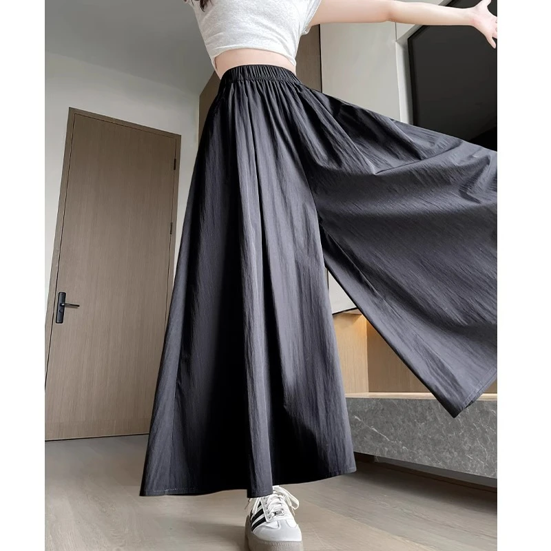 黑色山本裙裤女夏季2025新款高腰垂感高腰半身裙小个子冰丝阔腿裤