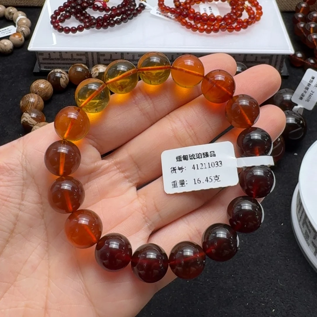 未镶嵌琥珀珠宝奇石12mm彩虹渐变