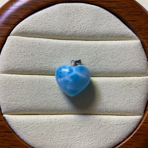 天然海纹石爱心s925银镶嵌吊坠女神礼物时尚气质简约百搭款