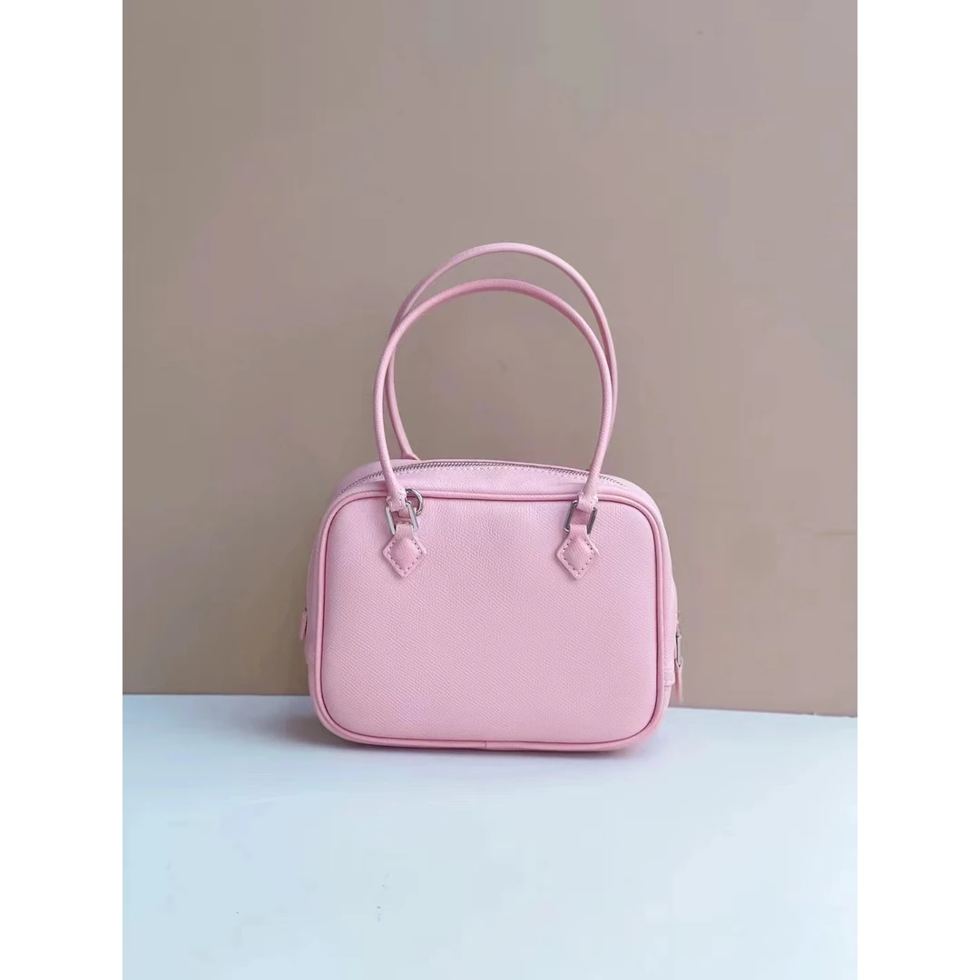 【Rain.Cun】XKY-6815-粉色 新款头层牛皮单肩斜跨女包