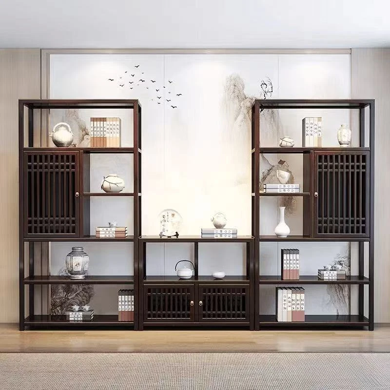 新中式胡桃木尚品博古架、多功能储物