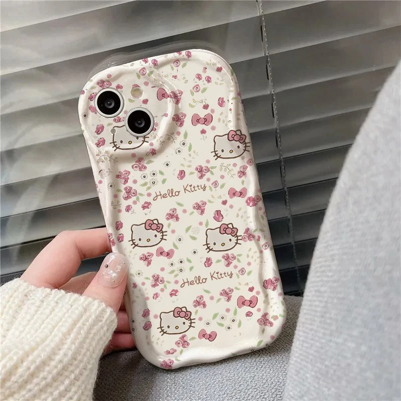 粉碎花凯蒂猫适用iPhone17/16pro苹果手机壳12/13pro奶油纹防摔壳