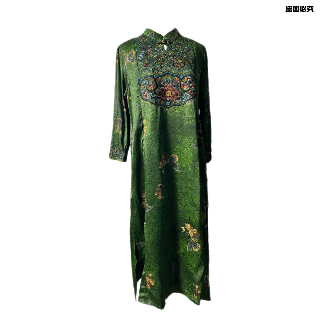 【婷婷专属】1059气质连衣裙网红时尚重磅国风中式中长款提花连衣裙