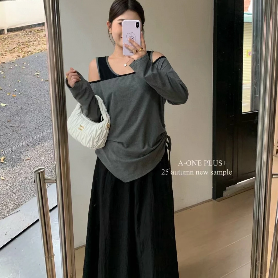 825755大码背心裙➕收腰不规则上衣