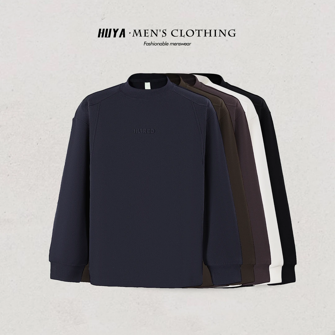 /虎牙兄弟/男款圆领卫衣25冬季双面德绒保暖聚热内搭打底衫K58031