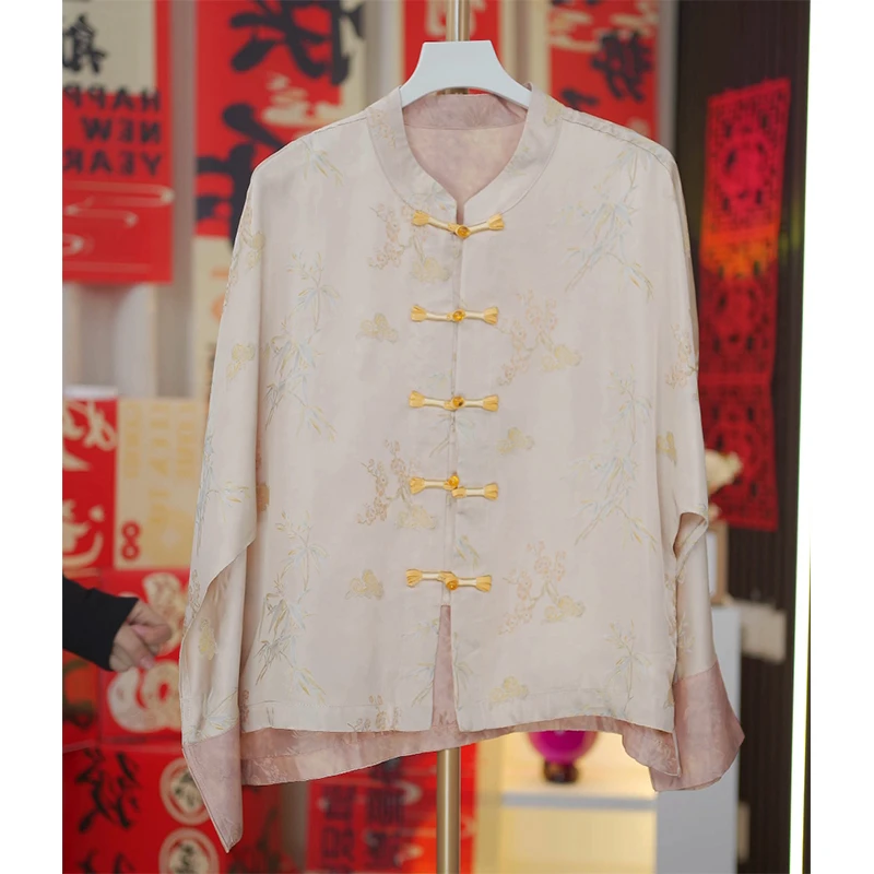 竹与梅-新中式国风女双面缂丝提花女显瘦上衣外套