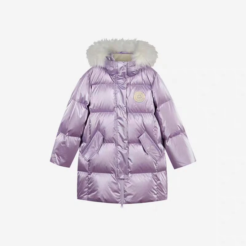 SKECHERS/斯凯奇正品冬季女童休闲保暖中长款连帽外套服 L422G010