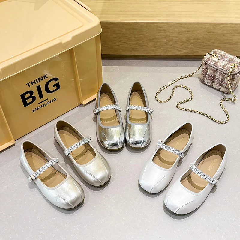 【内增高】芭蕾风单鞋女2025新款夏季浅口豆豆鞋配裙子法式玛丽珍鞋