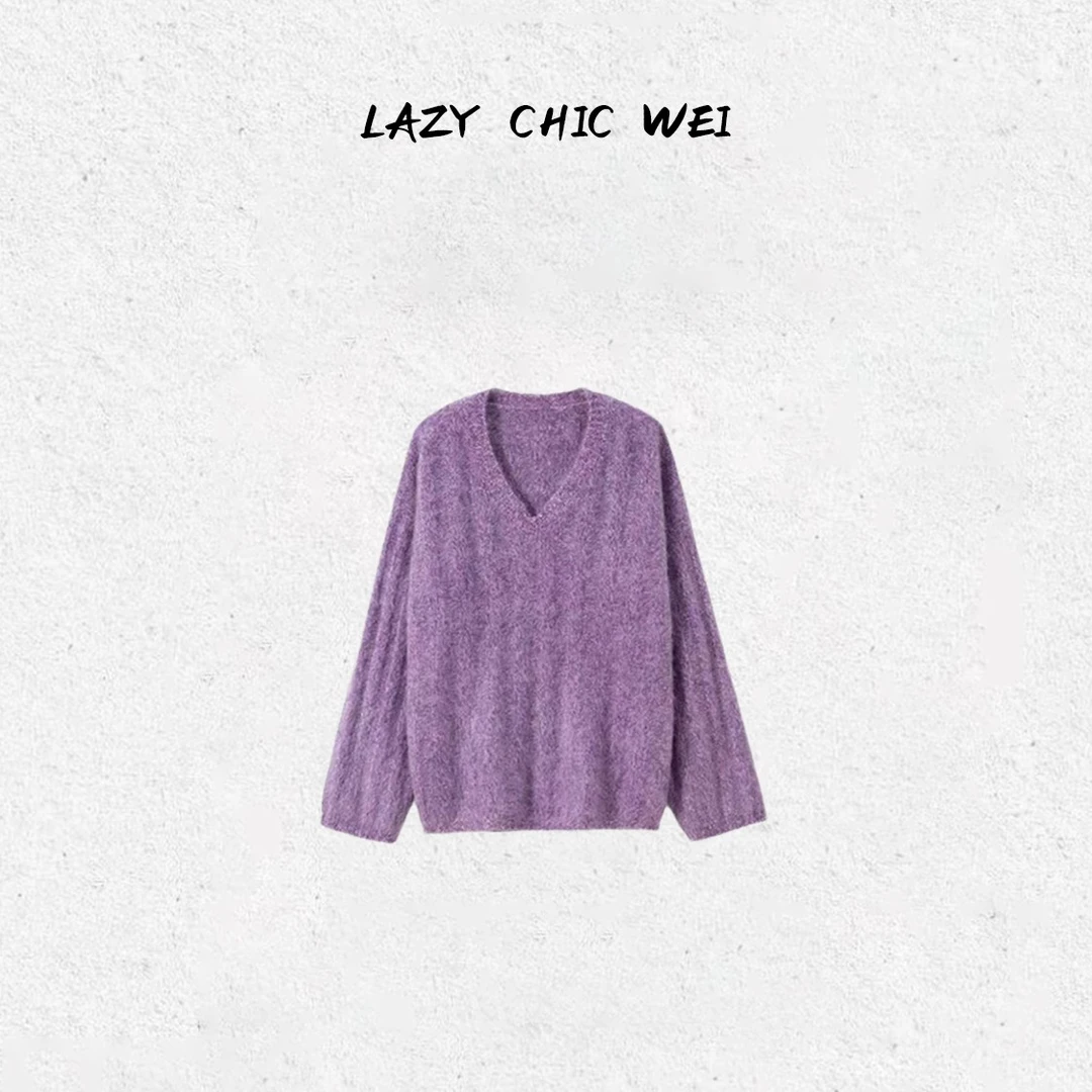WEI 山羊绒绵羊毛混纺花纱拉绒针织上衣2552SSW5766