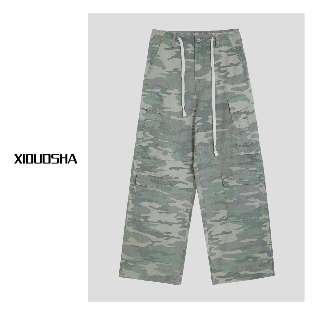 XIDUOSHA/喜朵莎原创设计款直筒工装显瘦酷帅迷彩裤XDS1032