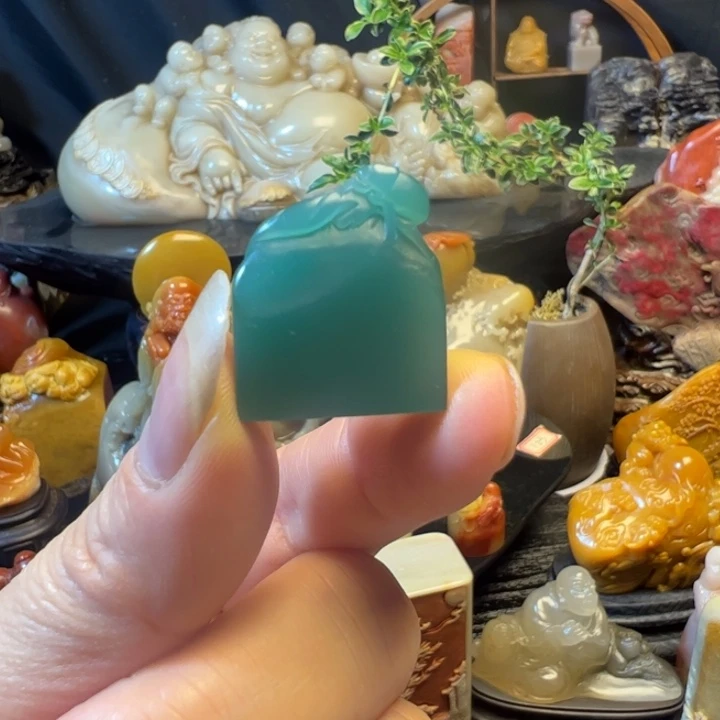 寿山石直播间福利印章雅安绿《一夜暴富》