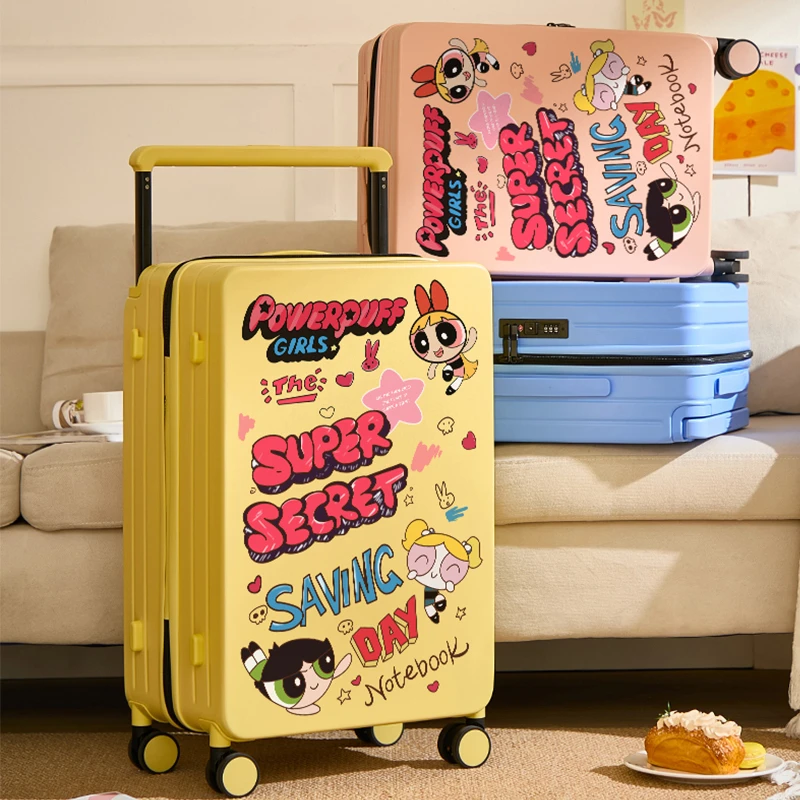 2025新款卡通宽拉杆行李箱女20寸密码登机箱大容量结实耐用旅行箱