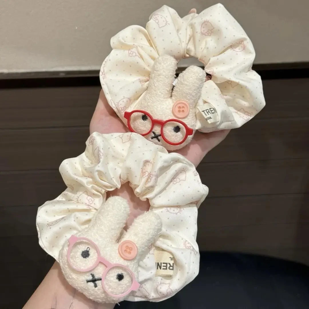 可爱眼镜米菲兔发绳甜妹百搭波点甜美大肠圈超仙少女ins发绳头绳