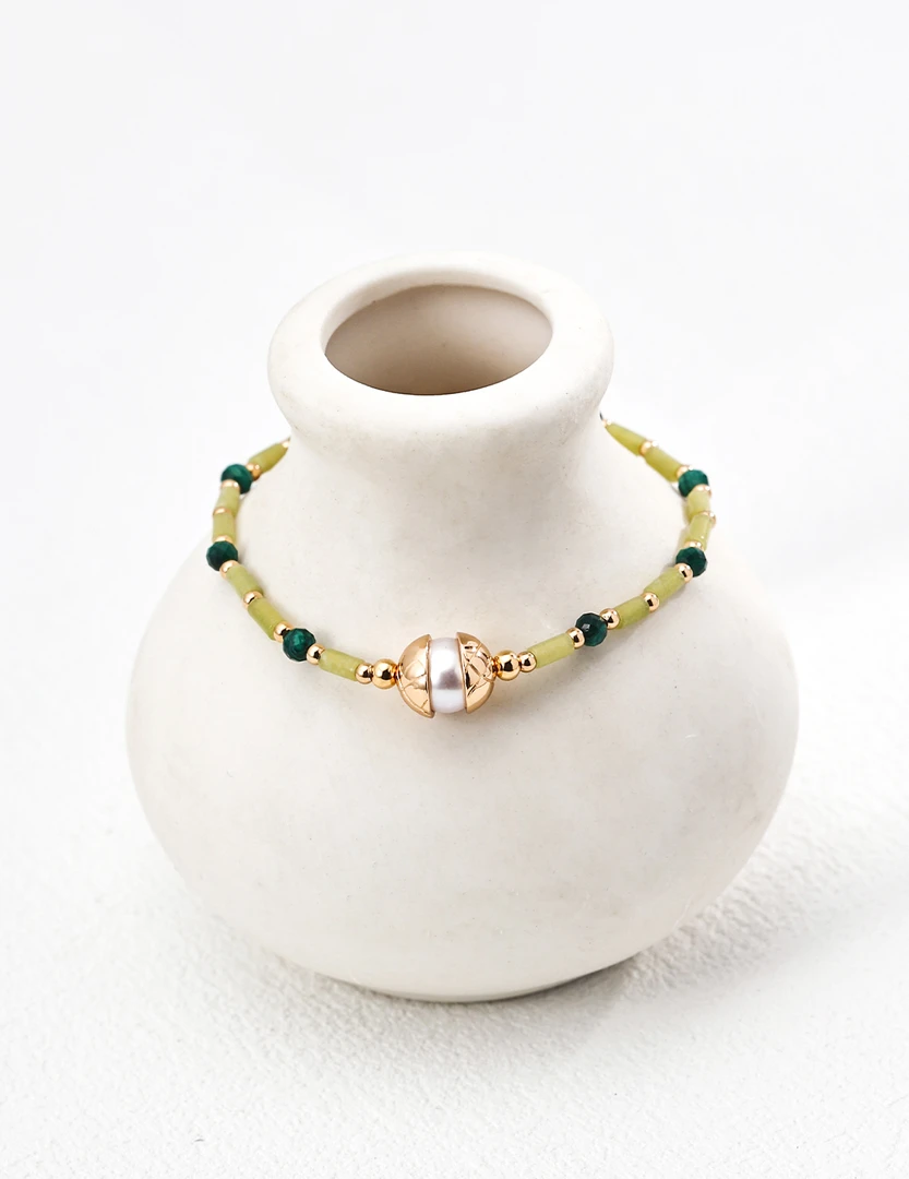 链子925银 纯银镀金原创设计欧美风镀珠宝欧美金色简约手工气质