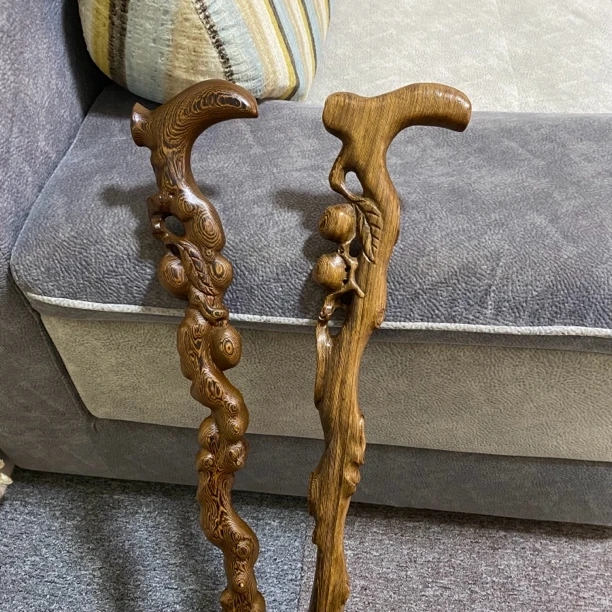 鸡翅木一体整料手杖