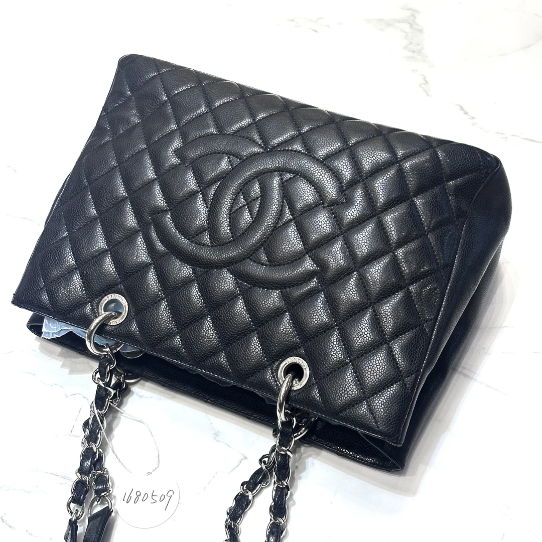 95新 Chanel/香奈儿 夏七中古/黑银GST tote单肩包 1680509