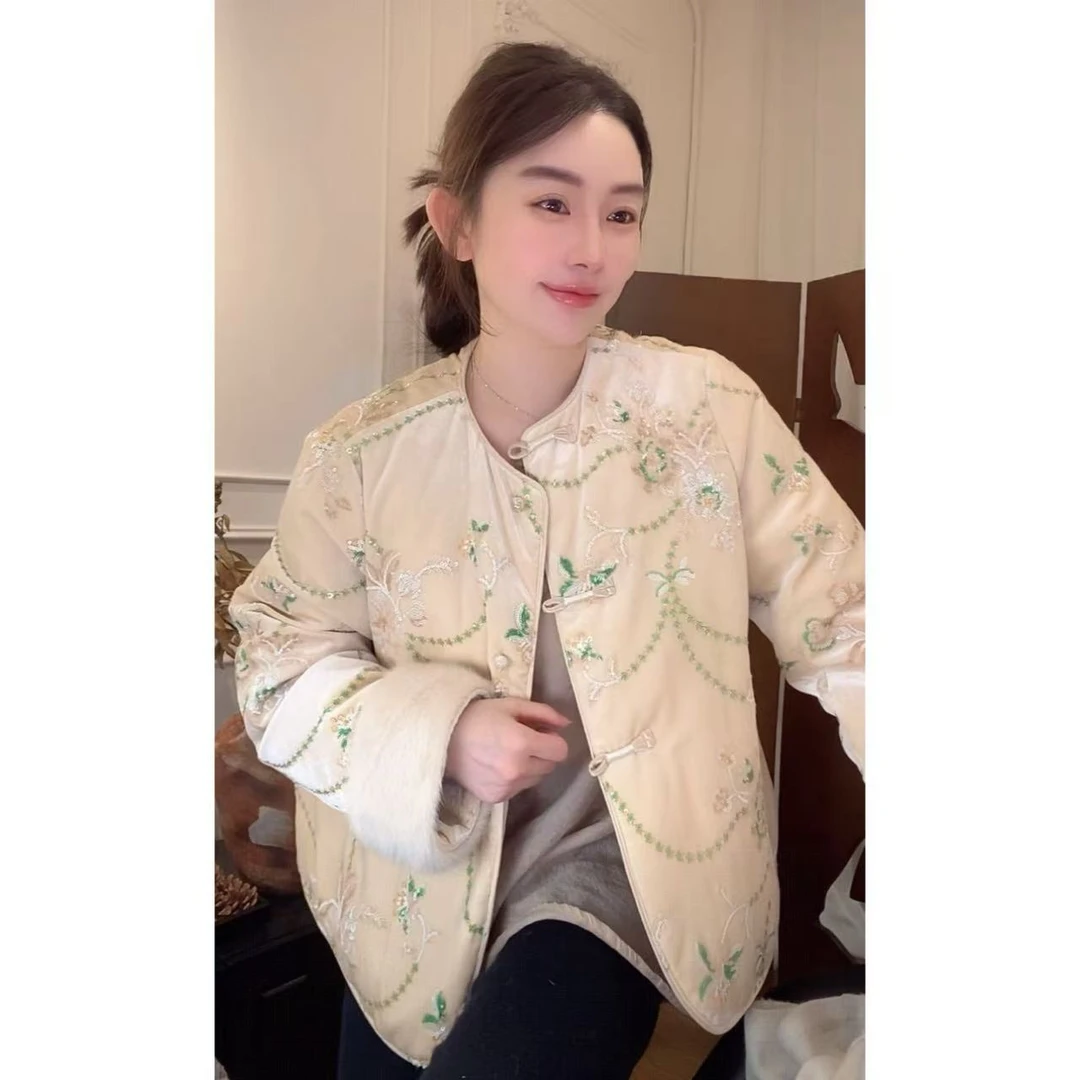 ZHUIMU.【落花时节】新中式国风重工圆领刺绣棉外套ZM1075.