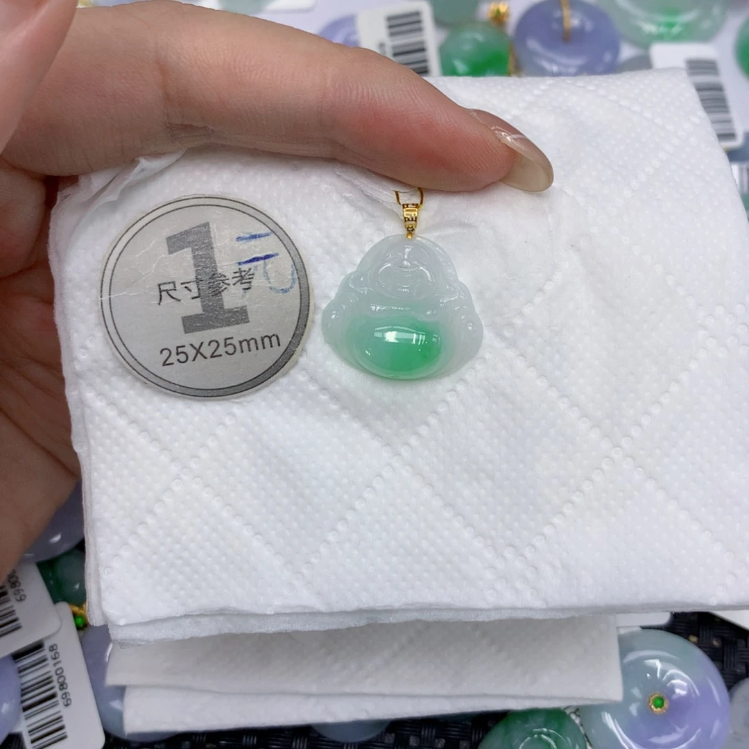 观***们翡翠18K金镶嵌颈饰23456889998