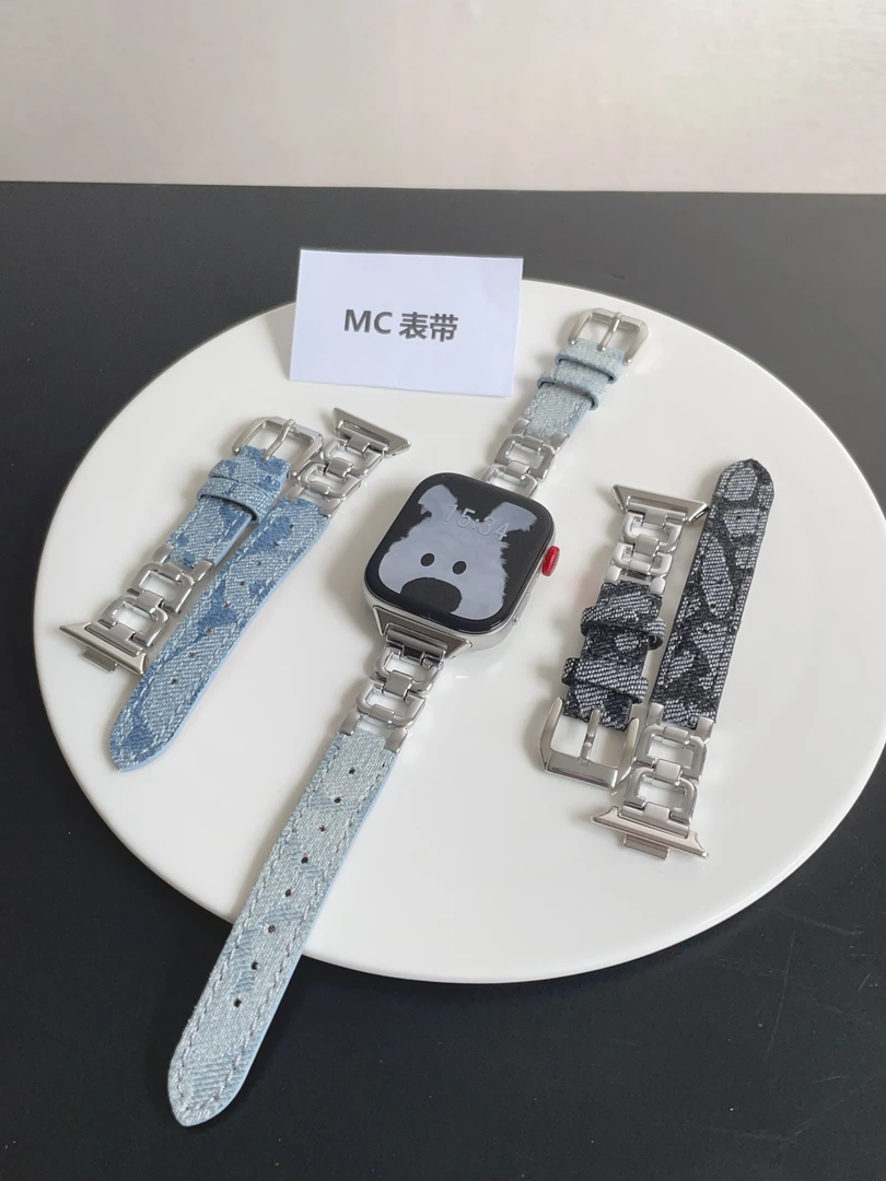 适用华为fit4手表fit4pro镂空金属软皮扎染牛仔fit3做旧fit2腕带