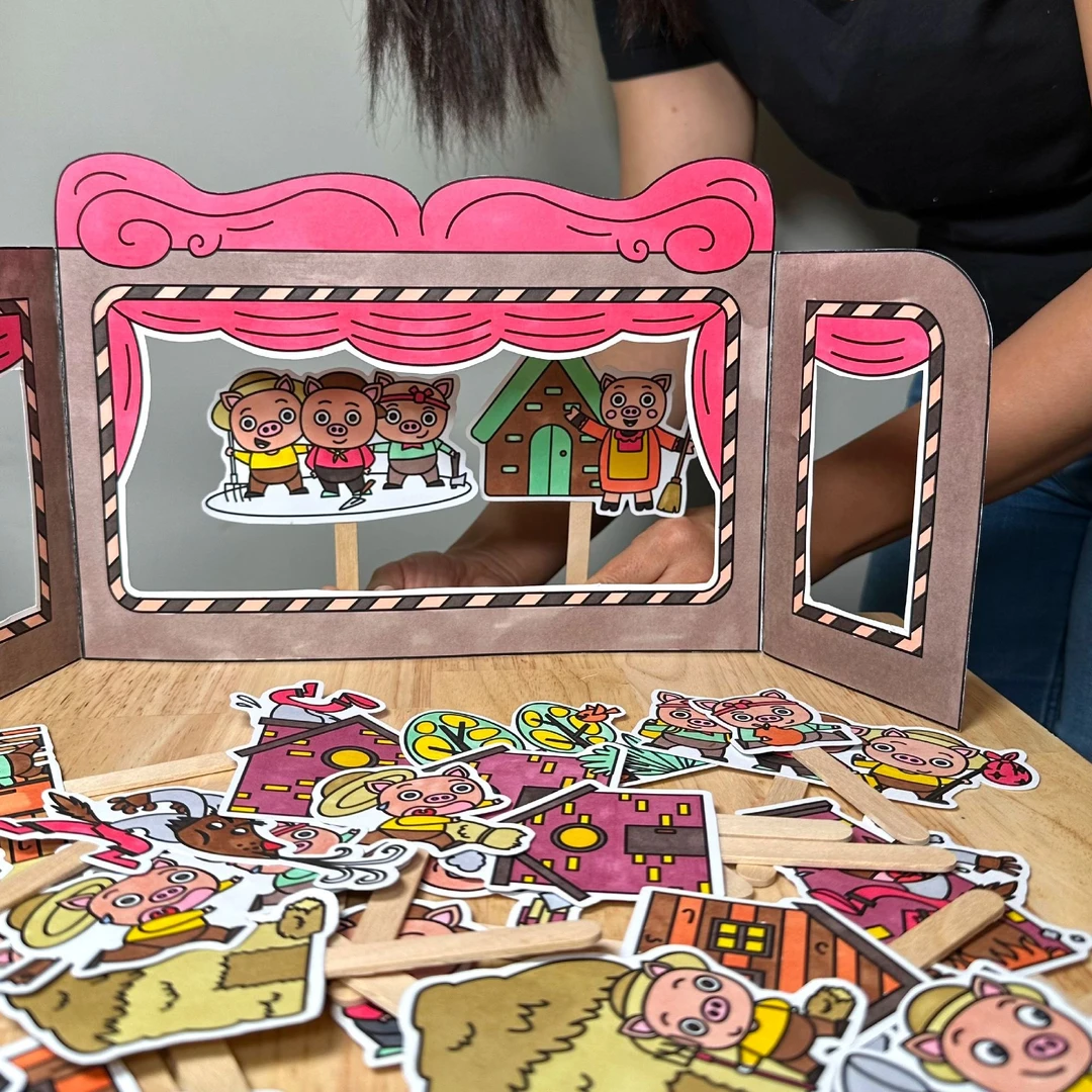 【原创】三只小猪故事剧场手工幼儿园教具|PDF文件格式|无实物发货