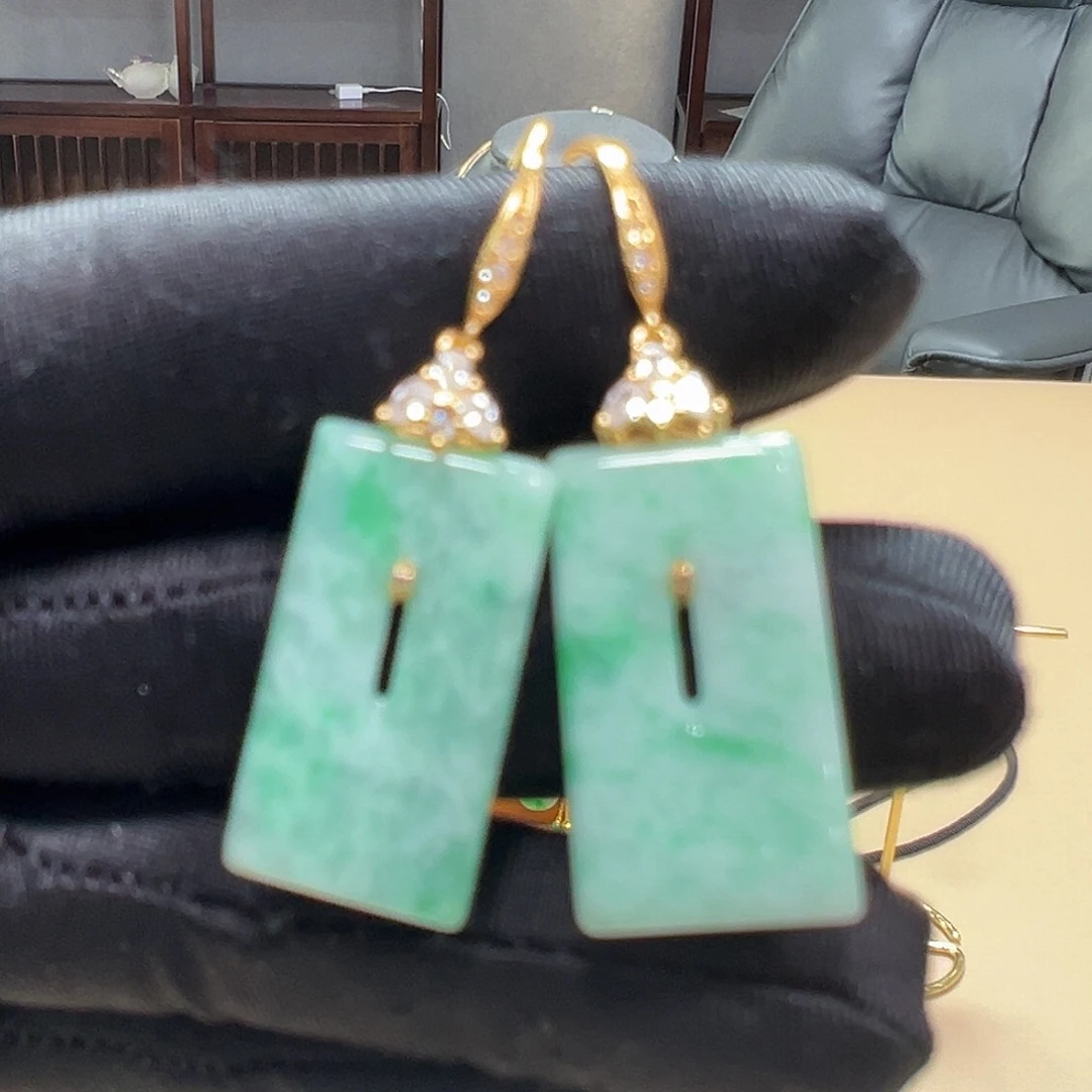 银S925镶嵌翡翠耳饰耳环