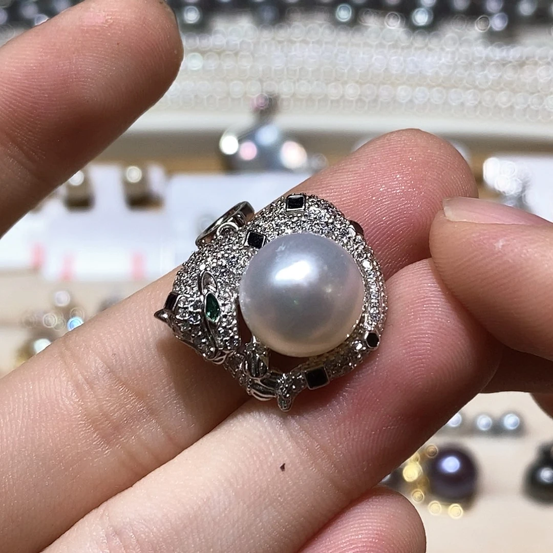 海水珍珠银S925镶嵌颈饰11-12澳白