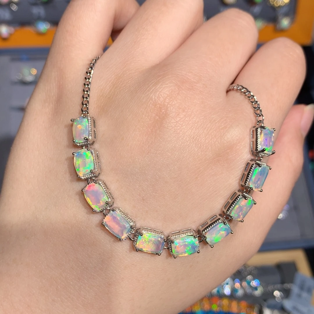 银S925镶嵌欧泊欧泊手链y