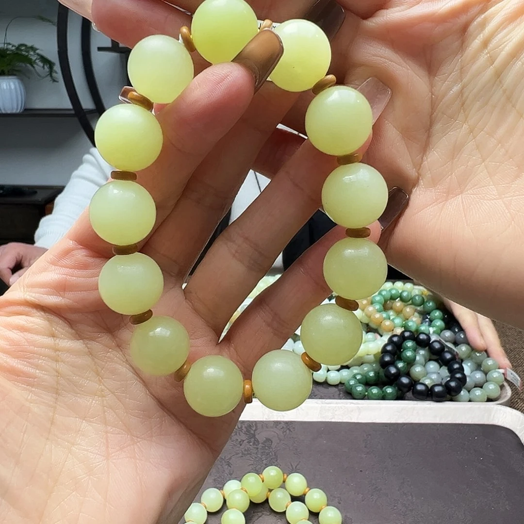 和田玉未镶嵌手链16若羌黄口