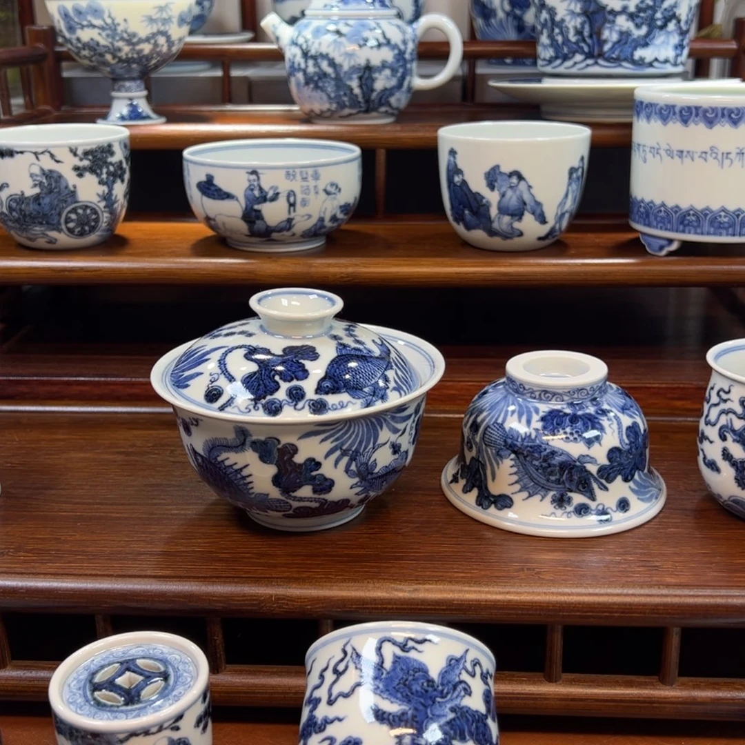 陶凭阑亭手绘瓷凭阑亭