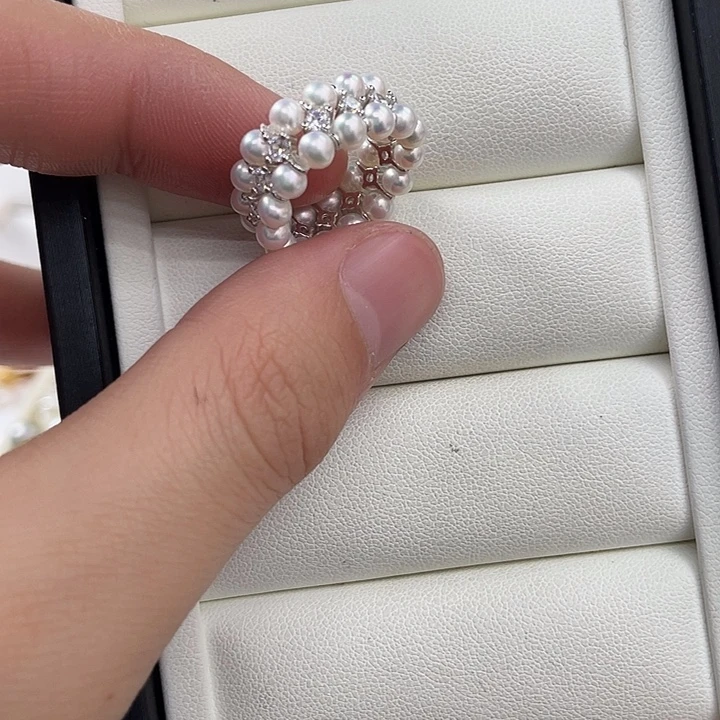 淡水珍珠戒指银S925镶嵌
