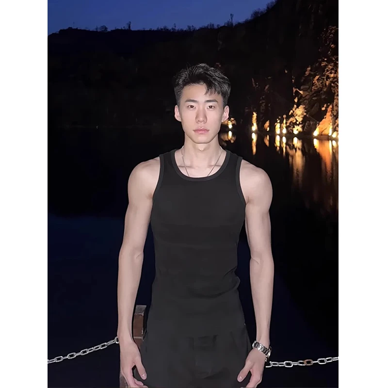 美式无袖工字背心男夏季显肌肉收腰t恤健身跨栏运动坎肩老头汗衫