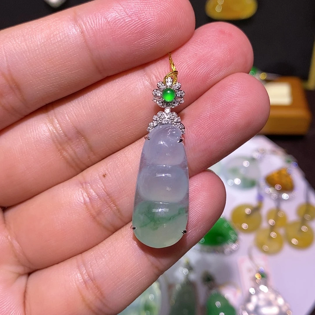 【闪购商品】翡翠18K金镶嵌吊坠(不含链)