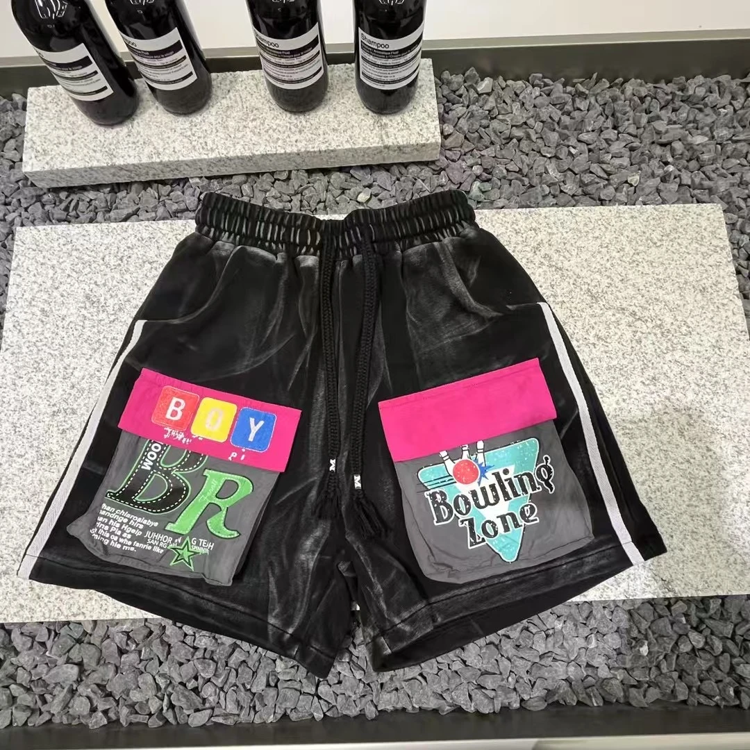 2025欧货酷帅拼色口袋百搭短裤