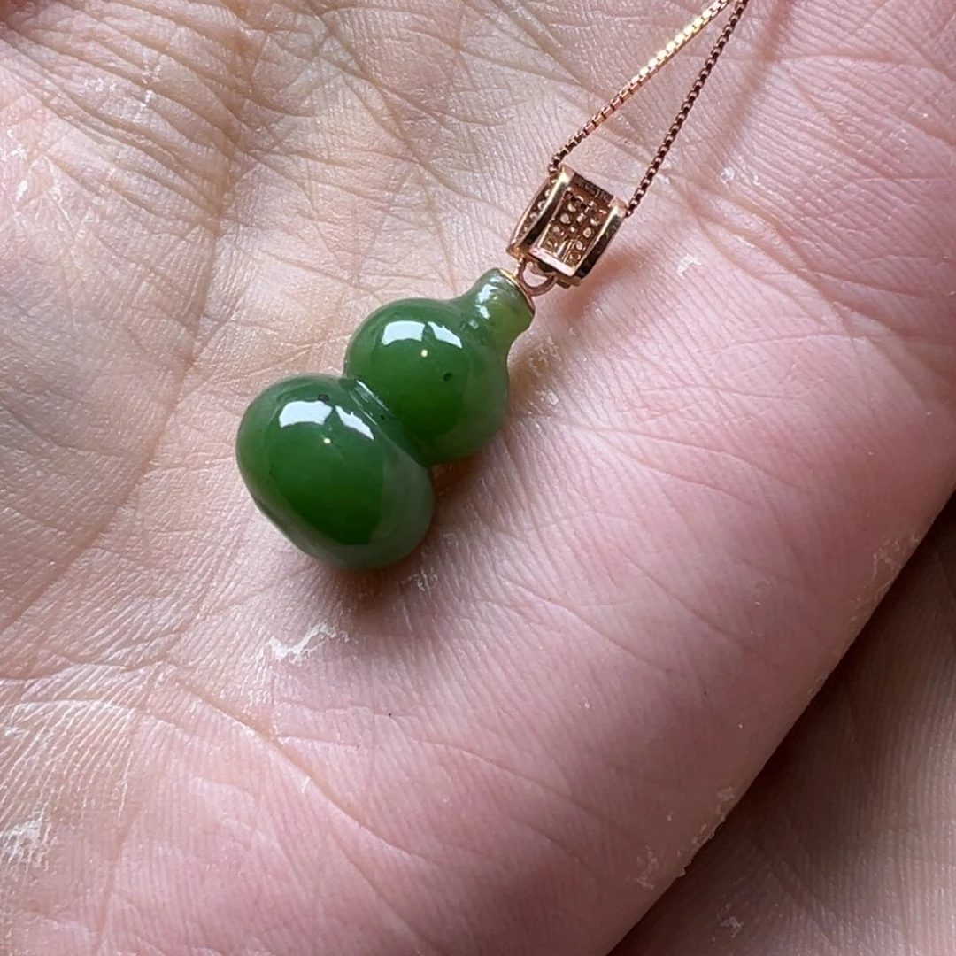 和田玉颈饰未镶嵌葫芦碧玉多样性拍一发一