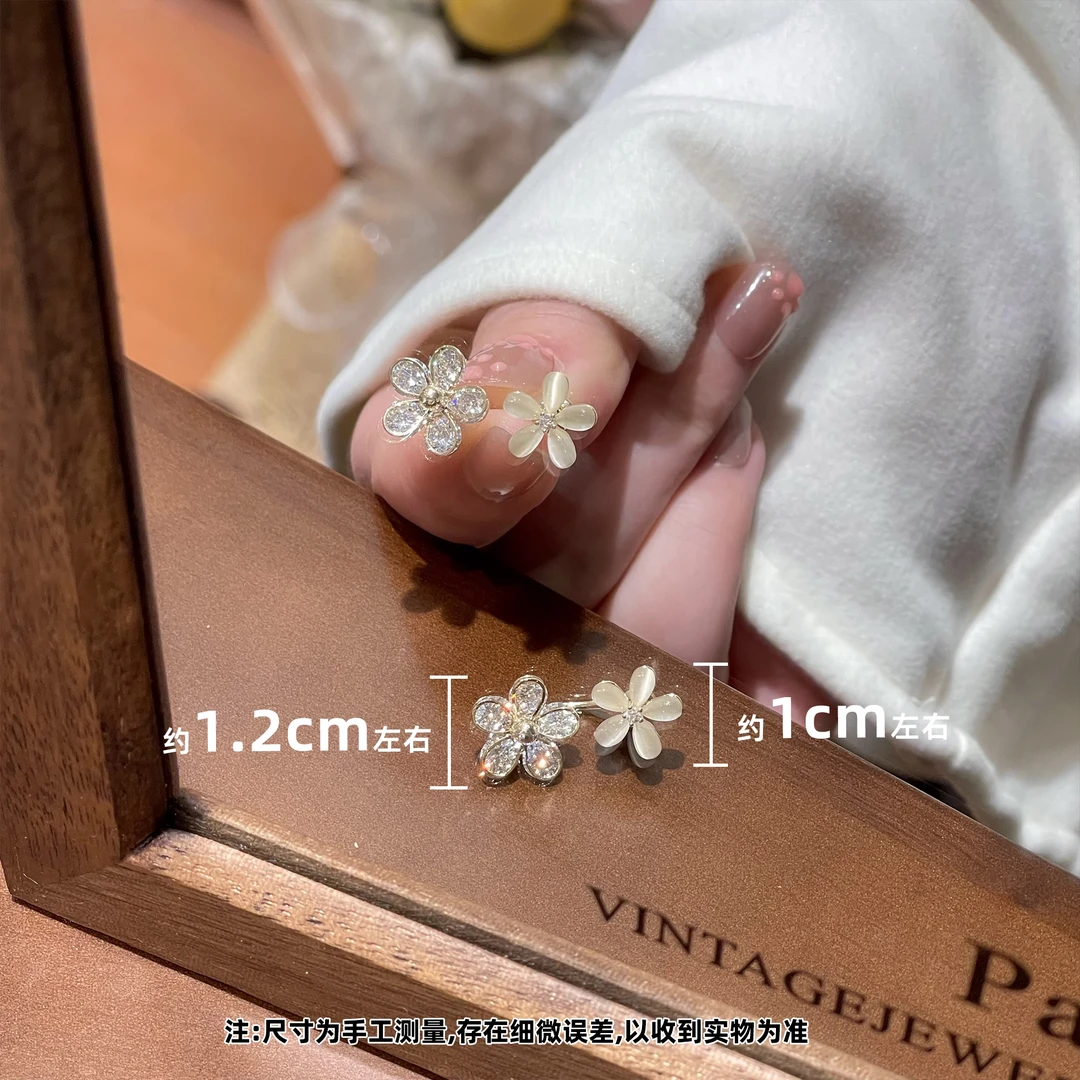 W946金色花朵前后佩戴耳钉高级百搭小众温柔简约时尚