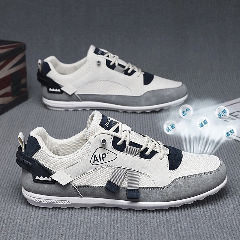 【设计师款】男鞋2025年夏季网面透气豆豆鞋防滑耐磨软底板鞋休闲鞋