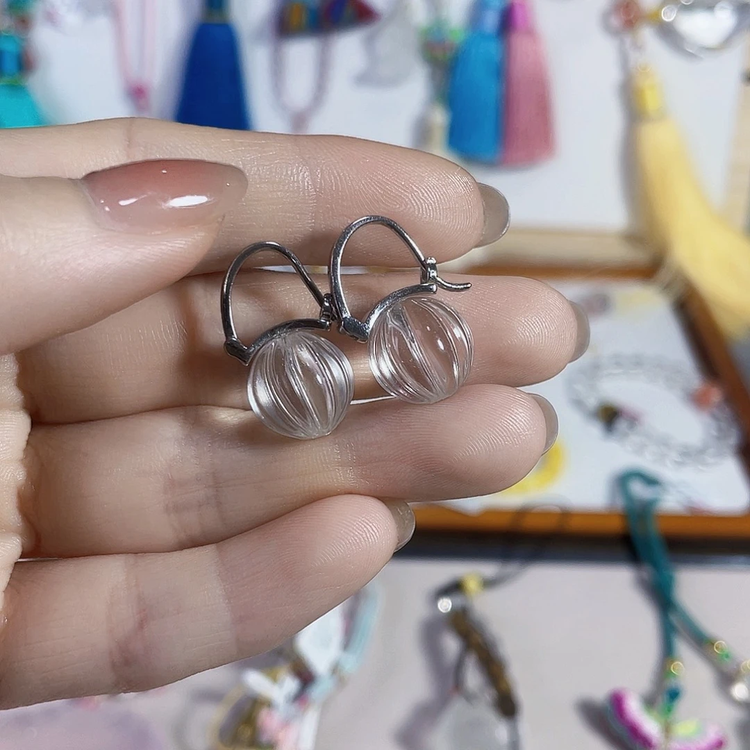 水晶耳饰银S925镶嵌