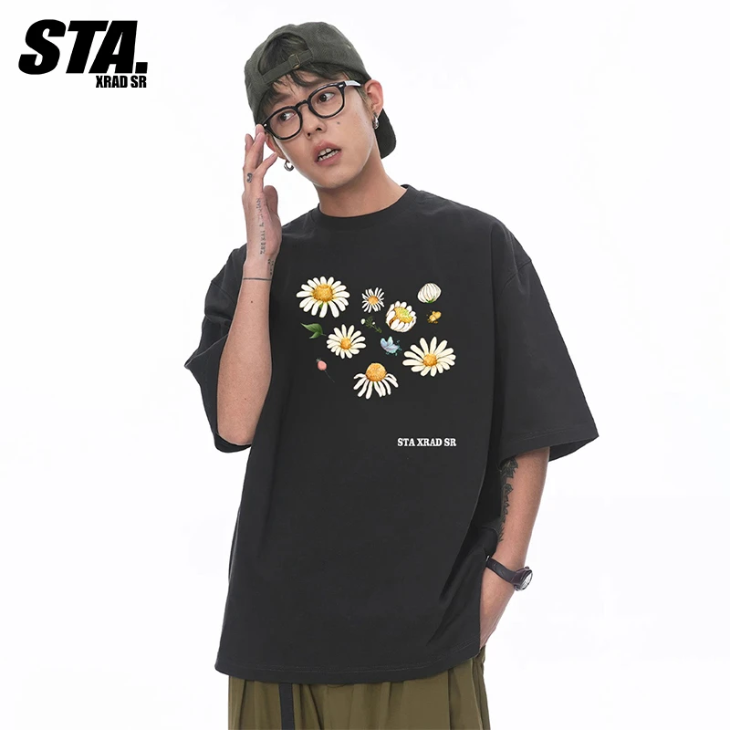 STA.美式短袖T恤夏季男款国潮牌爆款2025新款纯棉宽松情侣ins休闲