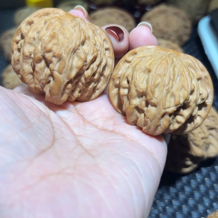 吊坠文玩核桃44正磨磨盘一对