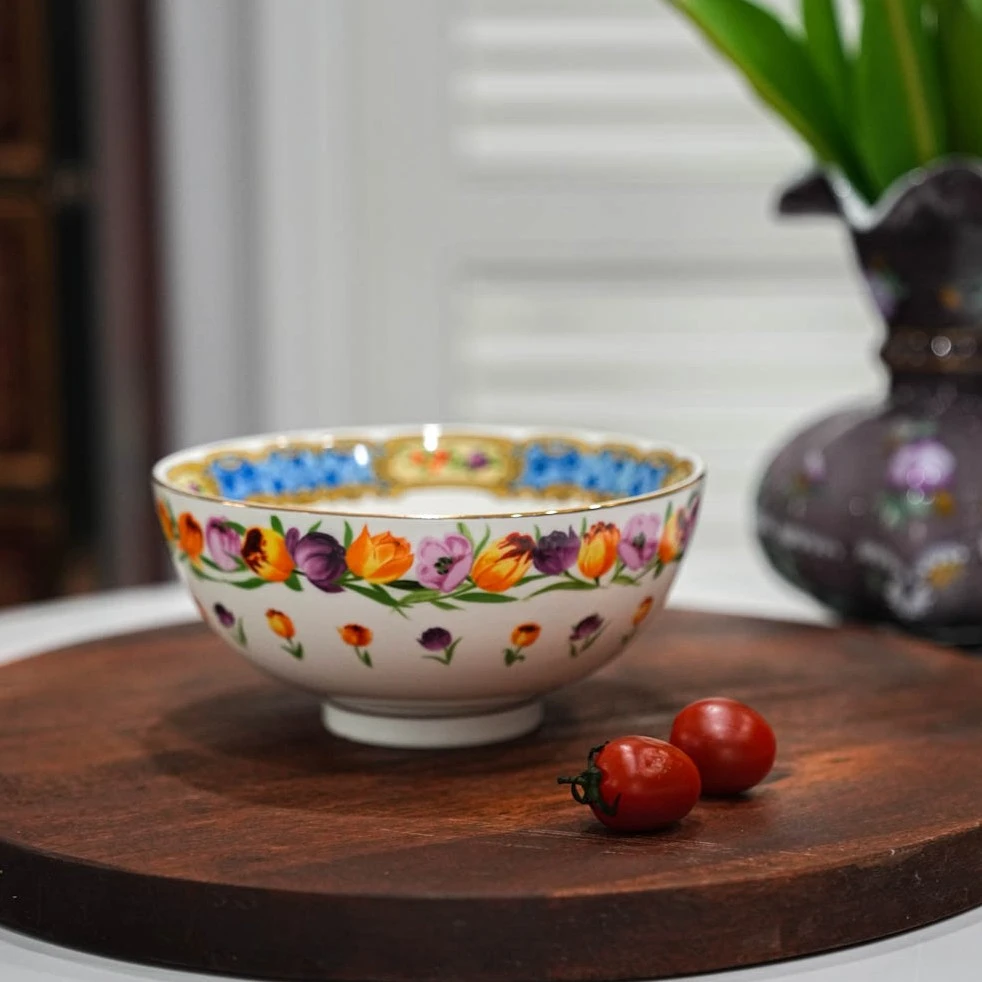 【奇居】高白强化瓷郁金香7寸大面碗汤碗#RH01-4两个装