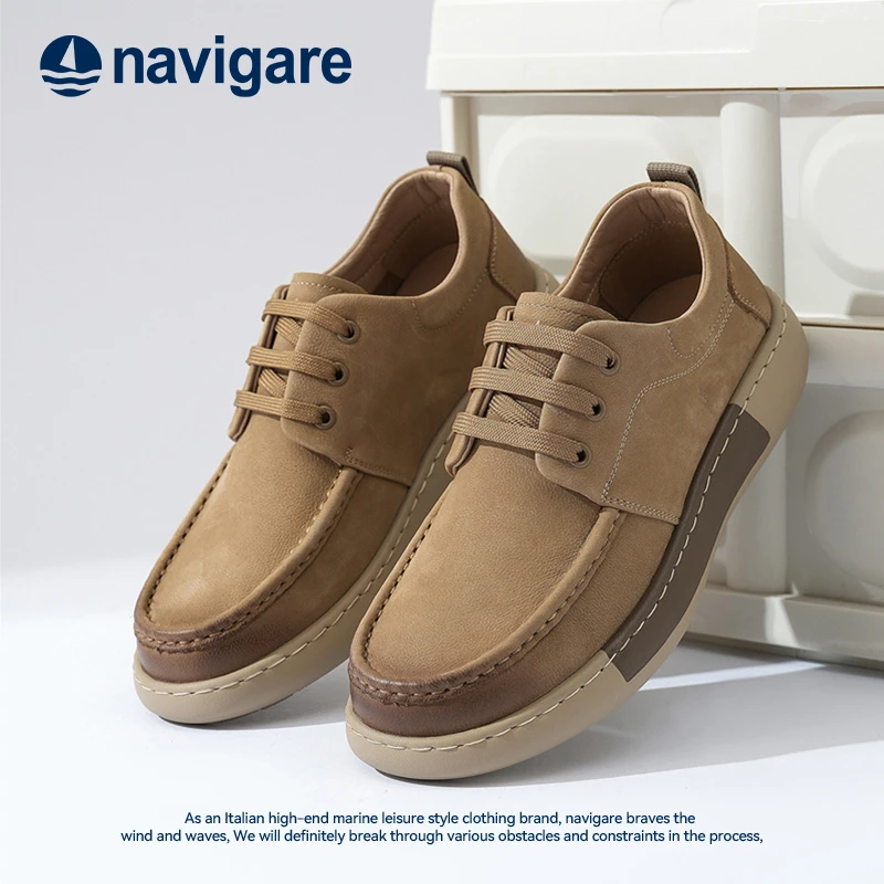 Navigare意大利小帆船真皮男士2025新款春夏复古头层牛皮休闲板鞋