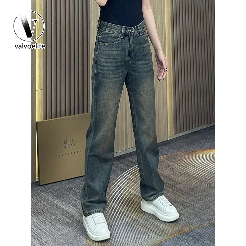 VALVOELITE美式牛仔裤男秋季新款直筒弹力休闲裤百搭宽松阔腿裤