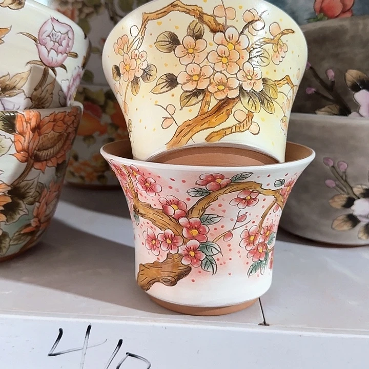 紫砂花盆景德镇陶瓷美术