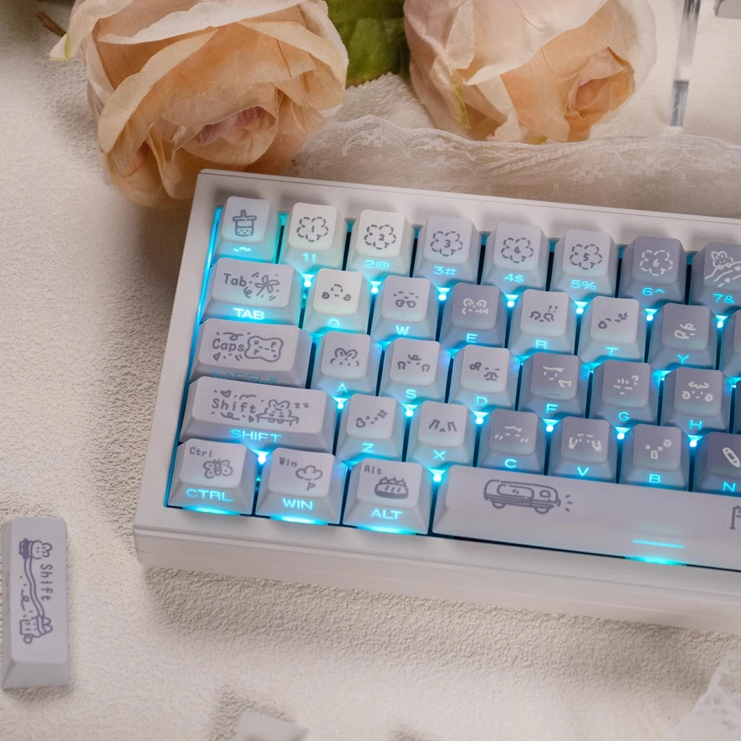 URE原创幼稚园大全套机械键盘键帽侧刻透光PBT热升华原厂/URE高度