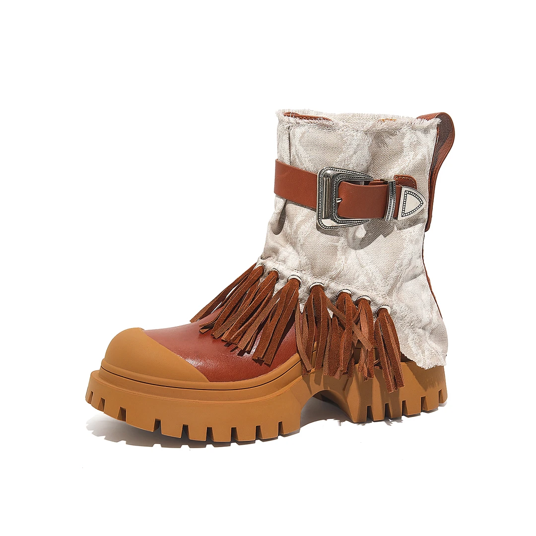 【JIA JIA】原创小众设计师款增高7cm秋季厚底增女士时装靴001