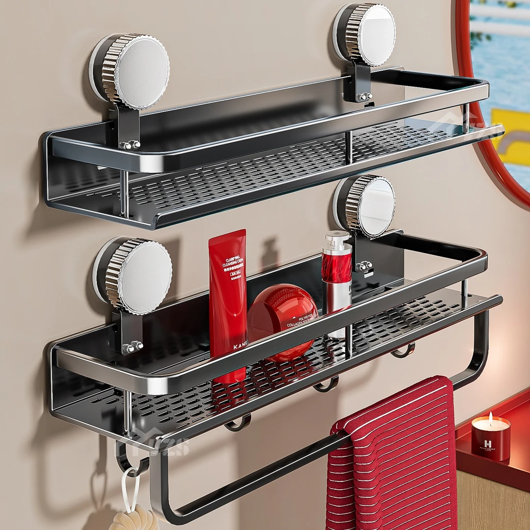 信芷浴室置物架卫生间免打孔吸盘式厕所洗手台洗漱台浴室挂墙收纳