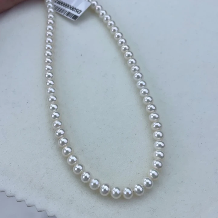 淡水珍珠颈饰银S925镶嵌卡5极光炫彩高品
