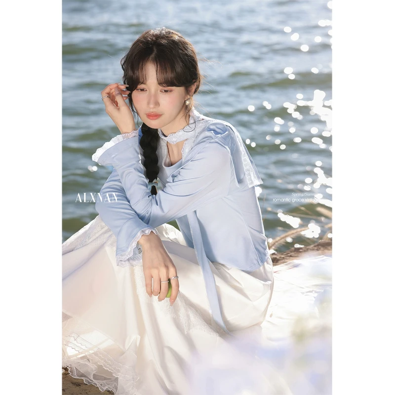 鹿向南【赫本序曲】打底t恤女2025年春季新款显瘦上衣L52863